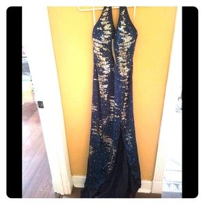 Blue & Silver Evening Gown